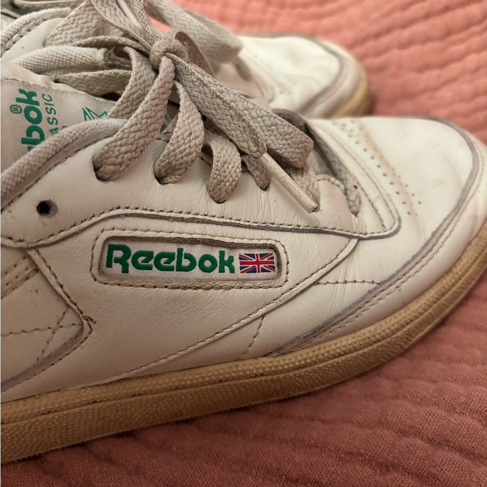 Vintage Reebok Club C 85 Classic Sneakers White Green Gum Sole Size 7